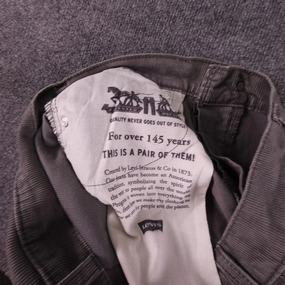Levis 512 Pants Mens 30x32 Gray Corduroy Slim‎ Taper 5-Pocket Stretch Red Tab